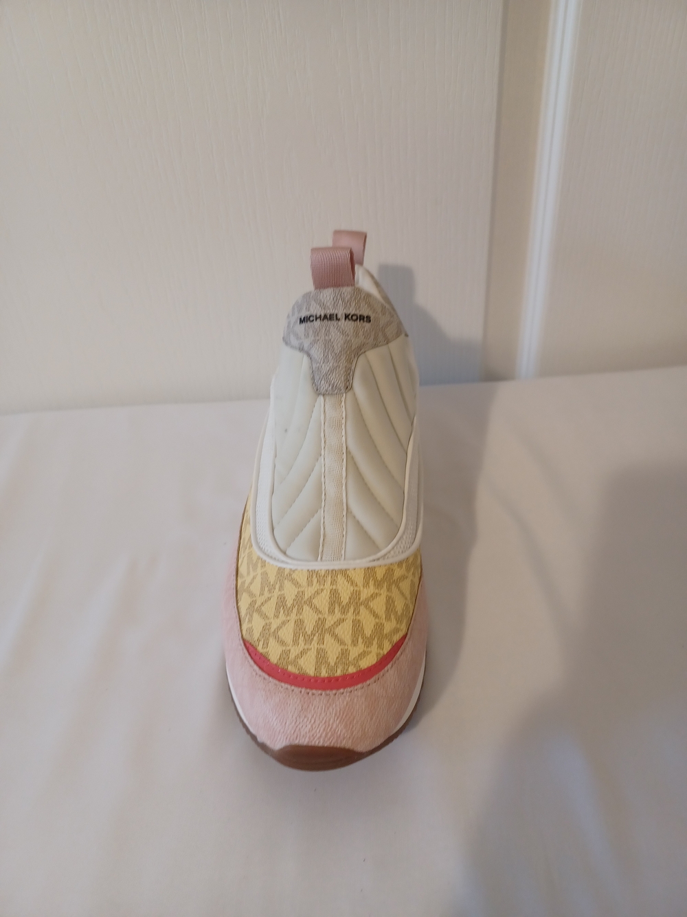Michael Kors Cream, Yellow & Pink Logo Slip-On Sneaker - Picture 12 of 16
